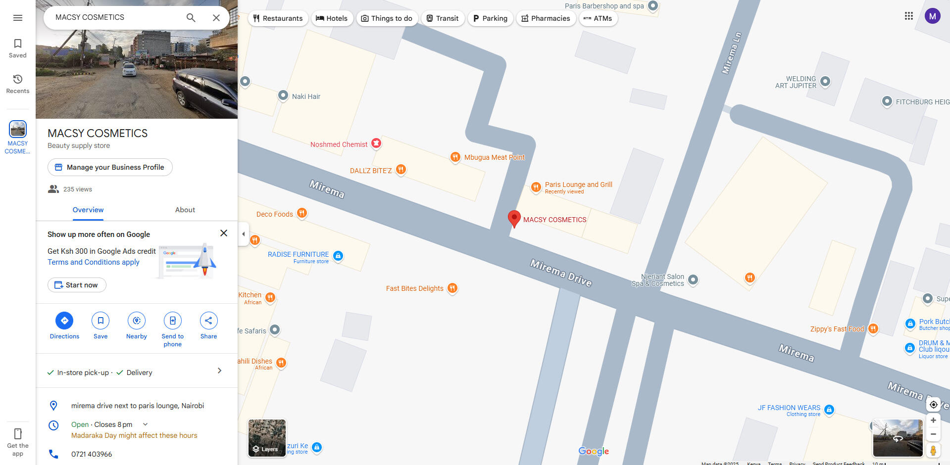 Location: MIREMA DRIVE, MIREMA NEXT TO PARIS BAR AND GRILL cososmetics wholesale and retail